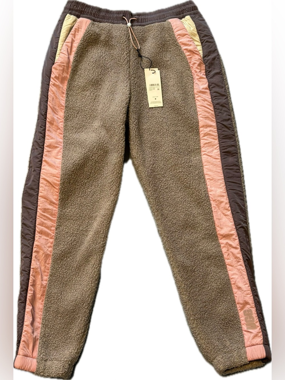 UGG Women’s Kieren Uggfluff Nylon Pants - Size M - Cobble Grey - Pink - Purple